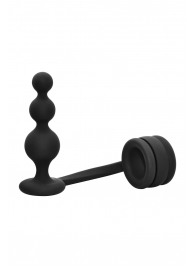 Черное эрекционное кольцо с анальной елочкой Cockring With Beaded Anal Plug - Dream Toys - во Владивостоке купить с доставкой