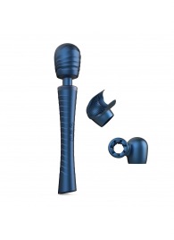 Синий вибромассажёр с насадками Man.wand Edgy - Manwan - во Владивостоке купить с доставкой