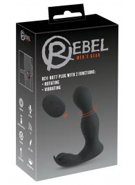 Черная анальная пробка с вибрацией, вращением и пультом ДУ RC Butt Plug with 2 Functions - Orion - во Владивостоке купить с доставкой