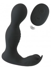 Черная анальная пробка с вибрацией, вращением и пультом ДУ RC Butt Plug with 2 Functions - Orion - во Владивостоке купить с доставкой