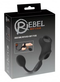 Черное виброкольцо с анальной пробкой Cock Ring with RC Butt Plug - Orion - во Владивостоке купить с доставкой