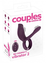 Фиолетовая насадка на член с клиторальным отростком и пультом ДУ RC Couple’s Vibrator 2 - Orion - во Владивостоке купить с доставкой