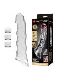 Прозрачный фаллоудлинитель с 3 вставками - 28 см. - Baile - во Владивостоке купить с доставкой