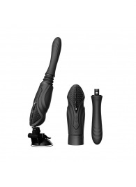 Черная секс-машина с функцией нагрева, насадками и присоской Sesh - Zalo - купить с доставкой во Владивостоке