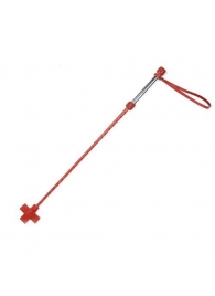 Красный стек с металлической рукоятью и крестообразным наконечником - 70 см. - Sitabella - купить с доставкой во Владивостоке