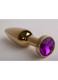 Золотистая анальная пробка с фиолетовым кристаллом - 11,2 см. - 4sexdreaM - купить с доставкой во Владивостоке