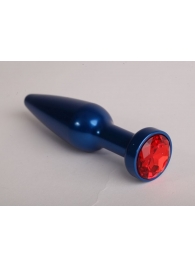 Синяя анальная пробка с красным кристаллом - 11,2 см. - 4sexdreaM - купить с доставкой во Владивостоке