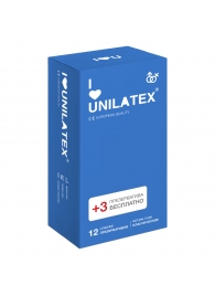 Классические презервативы Unilatex Natural Plain - 12 шт. + 3 шт. в подарок - Unilatex - купить с доставкой во Владивостоке