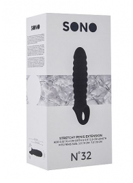 Чёрная ребристая насадка Stretchy Penis Extension No.32 - Shots Media BV - во Владивостоке купить с доставкой