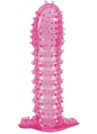 Гелевая розовая насадка с шипами - 12 см. - Toyfa Basic - во Владивостоке купить с доставкой