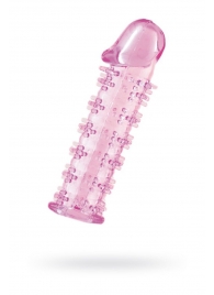 Гелевая розовая насадка на фаллос с шипами - 12 см. - Toyfa Basic - во Владивостоке купить с доставкой