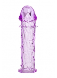 Гладкая фиолетовая насадка с усиками под головкой - 12,5 см. - Toyfa Basic - во Владивостоке купить с доставкой