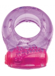 Фиолетовое эрекционное кольцо с виброэлементом в верхней части - Toyfa Basic - во Владивостоке купить с доставкой