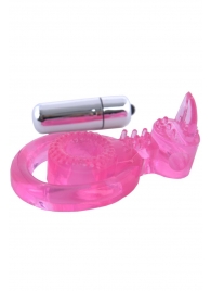 Розовая вибронасадка со стимулятор клитора   Язычок - Toyfa Basic - во Владивостоке купить с доставкой