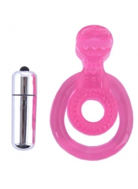 Розовая вибронасадка со стимулятор клитора   Язычок - Toyfa Basic - во Владивостоке купить с доставкой