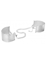 Серебристые наручники-браслеты Desir Metallique Handcuffs - Bijoux Indiscrets - купить с доставкой во Владивостоке
