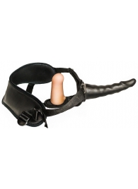 Женский страпон с чёрной насадкой и вагинальной пробкой - 17,5 см. - LOVETOY (А-Полимер) - купить с доставкой во Владивостоке