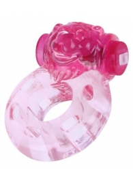 Розовое эрекционное виброкольцо  Медвежонок - White Label - во Владивостоке купить с доставкой
