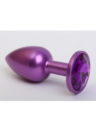 Фиолетовая анальная пробка с фиолетовым стразом - 7,6 см. - 4sexdreaM - купить с доставкой во Владивостоке