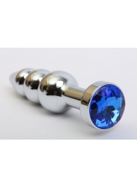 Серебристая анальная ёлочка с синим кристаллом - 11,2 см. - 4sexdreaM - купить с доставкой во Владивостоке