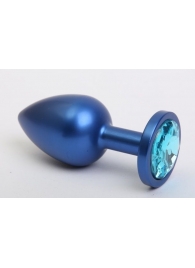 Синяя анальная пробка с голубым кристаллом - 8,2 см. - 4sexdreaM - купить с доставкой во Владивостоке