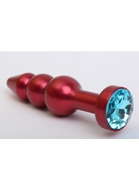 Красная анальная ёлочка с голубым кристаллом - 11,2 см. - 4sexdreaM - купить с доставкой во Владивостоке