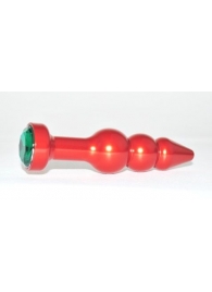 Красная анальная ёлочка с зеленым кристаллом - 11,2 см. - 4sexdreaM - купить с доставкой во Владивостоке