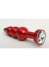 Красная анальная ёлочка с прозрачным кристаллом - 11,2 см. - 4sexdreaM - купить с доставкой во Владивостоке
