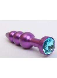 Фиолетовая фигурная анальная ёлочка с голубым кристаллом - 11,2 см. - 4sexdreaM - купить с доставкой во Владивостоке