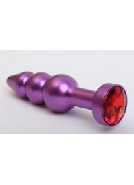 Фиолетовая фигурная анальная ёлочка с красным кристаллом - 11,2 см. - 4sexdreaM - купить с доставкой во Владивостоке