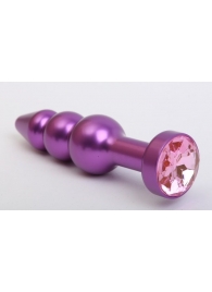 Фиолетовая фигурная анальная ёлочка с розовым кристаллом - 11,2 см. - 4sexdreaM - купить с доставкой во Владивостоке