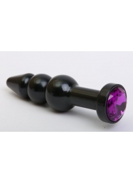 Чёрная анальная ёлочка с фиолетовым кристаллом - 11,2 см. - 4sexdreaM - купить с доставкой во Владивостоке