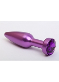 Фиолетовая анальная пробка с фиолетовым стразом - 11,2 см. - 4sexdreaM - купить с доставкой во Владивостоке