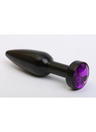 Чёрная удлинённая пробка с фиолетовым кристаллом - 11,2 см. - 4sexdreaM - купить с доставкой во Владивостоке