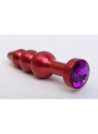 Красная анальная ёлочка с фиолетовым кристаллом - 11,2 см. - 4sexdreaM - купить с доставкой во Владивостоке