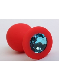 Красная силиконовая пробка с голубым стразом - 8,2 см. - 4sexdreaM - купить с доставкой во Владивостоке