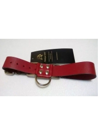 Широкие красные ременные наручники с полукольцом - Подиум - купить с доставкой во Владивостоке