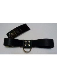 Чёрные широкие ременные наручники с полукольцом - Подиум - купить с доставкой во Владивостоке