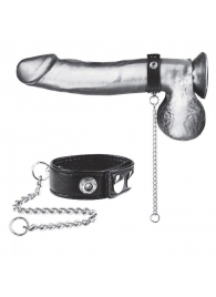 Утяжка на пенис с поводком Snap Cock Ring With 12  Leash - BlueLine - купить с доставкой во Владивостоке