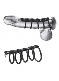 Хомут на пенис с 5 резиновыми кольцами 5 Ring Rubber Gates Of Hell With Lead - BlueLine - купить с доставкой во Владивостоке