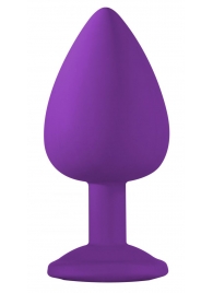 Большая фиолетовая анальная пробка Emotions Cutie Large с прозрачным кристаллом - 10 см. - Lola Games - купить с доставкой во Владивостоке