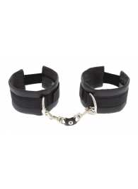 Чёрные полиуретановые наручники Luxurious Handcuffs - Blush Novelties - купить с доставкой во Владивостоке