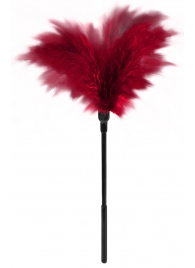 Пластиковая метелочка с красными пёрышками Small Feather Tickler - 32 см. - Blush Novelties - купить с доставкой во Владивостоке