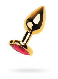 Золотистая анальная пробка с кристаллом-сердцем - 7,5 см. - ToyFa - купить с доставкой во Владивостоке