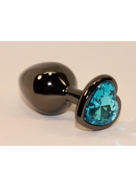 Чёрная пробка с голубым сердцем-кристаллом - 7 см. - 4sexdreaM - купить с доставкой во Владивостоке