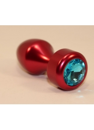 Красная анальная пробка с голубым кристаллом - 7,8 см. - 4sexdreaM - купить с доставкой во Владивостоке