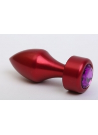 Красная анальная пробка с фиолетовым кристаллом - 7,8 см. - 4sexdreaM - купить с доставкой во Владивостоке