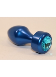 Синяя анальная пробка с голубым кристаллом - 7,8 см. - 4sexdreaM - купить с доставкой во Владивостоке