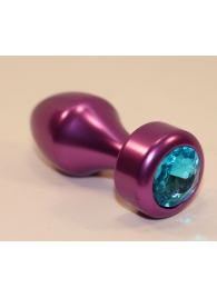Фиолетовая анальная пробка с голубым кристаллом - 7,8 см. - 4sexdreaM - купить с доставкой во Владивостоке