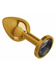 Золотистая анальная втулка с чёрным кристаллом - 7 см. - Джага-Джага - купить с доставкой во Владивостоке